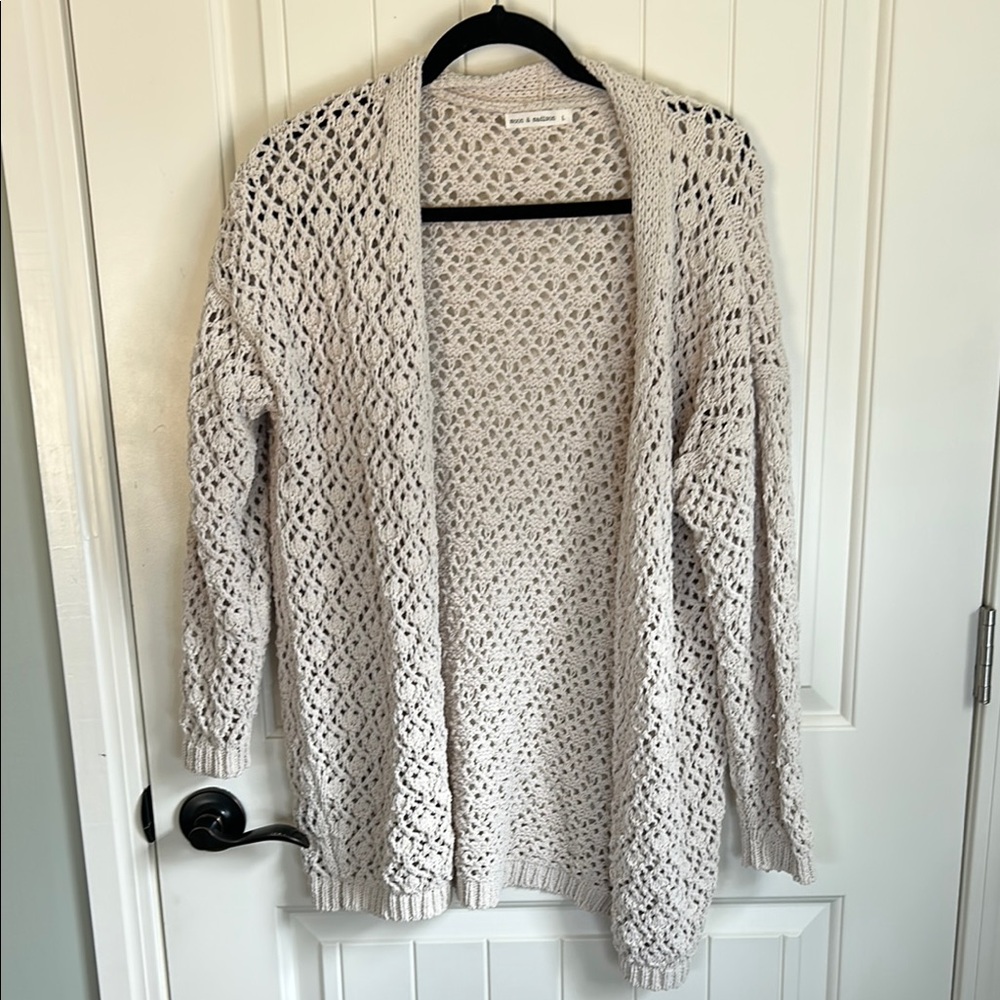 Open-Knit Cream Cardigan Sweater